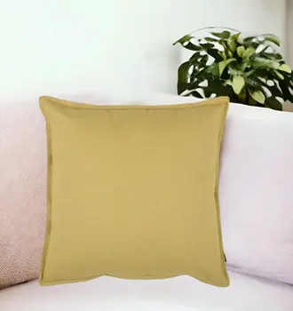 20" Tan Cotton Throw Pillow
