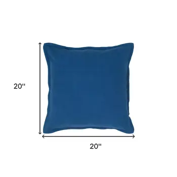 20" Blue Cotton Throw Pillow