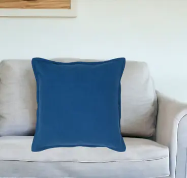 20" Blue Cotton Throw Pillow