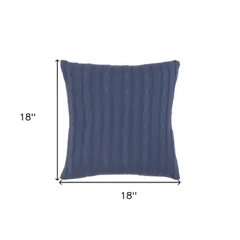 18" Blue Cotton Throw Pillow