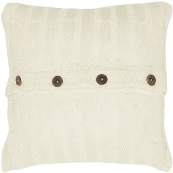 18" Ivory Cotton Throw Pillow