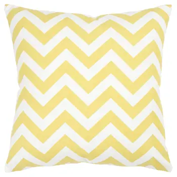 18" Yellow and Ivory Cotton Throw Pillow