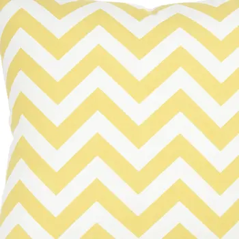 18" Yellow and Ivory Cotton Throw Pillow