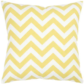 18" Yellow and Ivory Cotton Throw Pillow