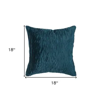 18" Teal Blue Crinkle Cotton Throw Pillow
