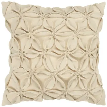 Cream Pinwheel Floral Petal Down Filled Throw Pillow