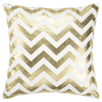 18" Gold and Ivory Cotton Throw Pillow