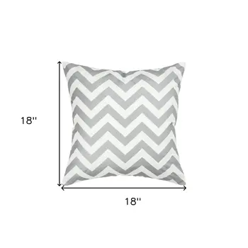 18" Silver and Ivory Cotton Throw Pillow