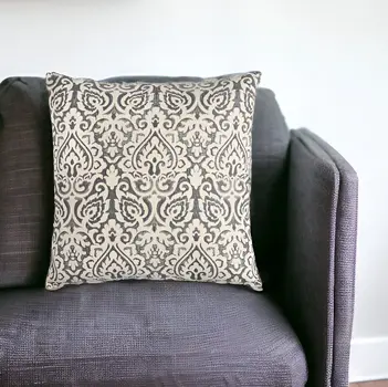 22" Light Gray Cotton Throw Pillow