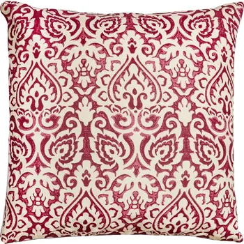 22" Red and White Cotton Throw Pillow