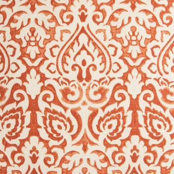 22" Orange and White Damask Cotton Throw Pillow