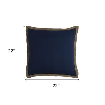 22" Navy Cotton Throw Pillow