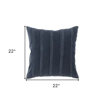 22" Navy Textural Striped Throw Pillow