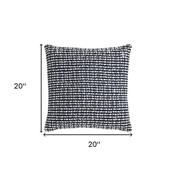 20" X 20" Blue and White Weave Cotton Zippered Pillow