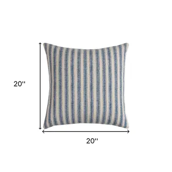 Blue Natural Ticking Stripe Throw Pillow