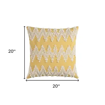 Yellow Shaggy Chevron Throw Pillow