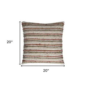 Brown Beige Nubby Texture Bands Throw Pillow