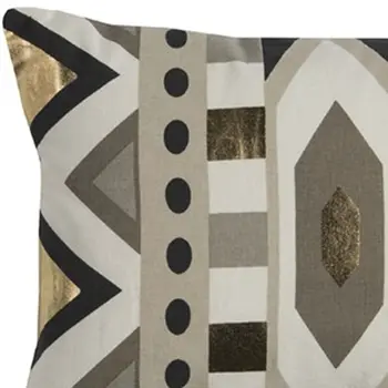 Gold Metallic Contemporary Pattern Lumbar Pillow