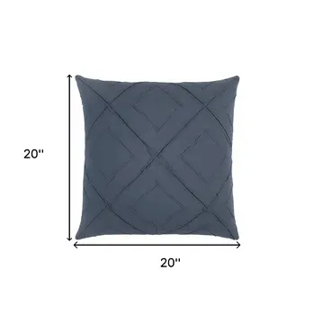 Indigo Pin Tuck Diamond Pattern Throw Pillow