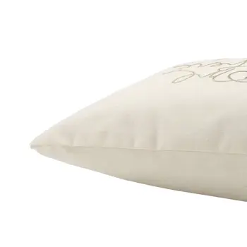 11" X 21" Ivory Home is Where the Heart Is Throw Pillow With Embroidery
