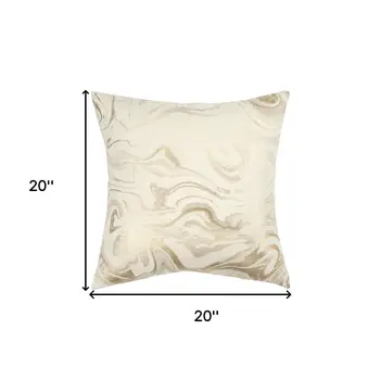 20" X 20" Gold and Ivory Swirl Cotton Zippered Pillow