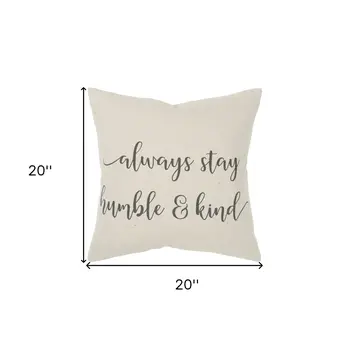 Gray Cream Humble and Kind Throw Pillow