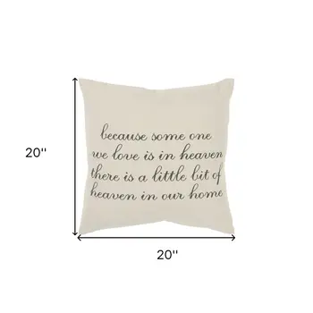 20" Natural and Gray Heaven In Our Home Cotton Throw Pillow