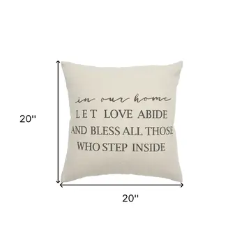 Gray Taupe Canvas Let Love Abide Throw Pillow