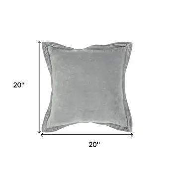 20" Gray Pin Tucked Flange Modern Throw Pillow