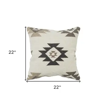 Cream Beige Classic Ikat Pattern Throw Pillow