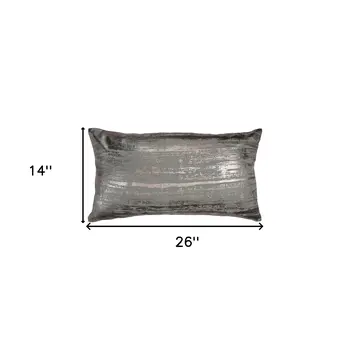 Silver Distressed Brush Stroke Lumbar Pillow