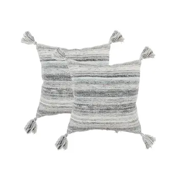 Set of Two 20" X 20" Gray Indoor Outdoor Throw Pillow Cover & Insert