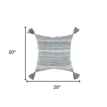 Set of Two 20" X 20" Teal Blue Indoor Outdoor Throw Pillow Cover & Insert