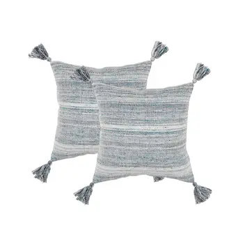 Set of Two 20" X 20" Teal Blue Indoor Outdoor Throw Pillow Cover & Insert