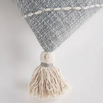Gray White Diamond Kantha Stitched Throw Pillow