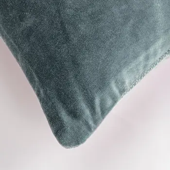 22" Teal Cotton Velvet Throw Pillow