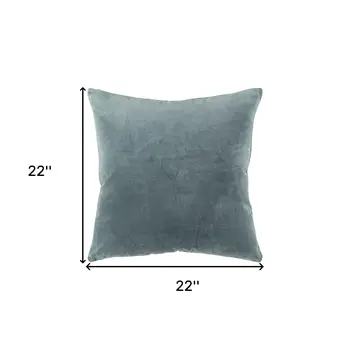 22" Teal Cotton Velvet Throw Pillow