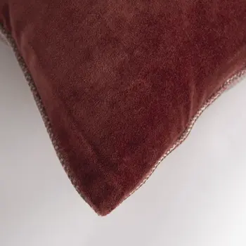 22" Dark Red Cotton Velvet Throw Pillow