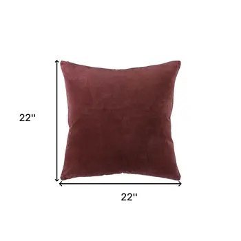 22" Dark Red Cotton Velvet Throw Pillow