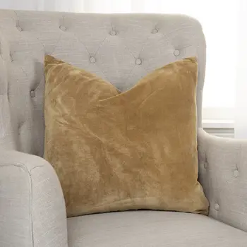 22" Gold Cotton Velvet Throw Pillow