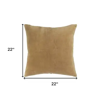 22" Gold Cotton Velvet Throw Pillow