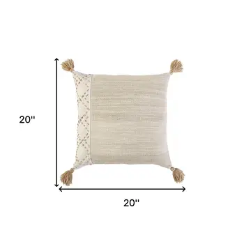 Ivory Blush Accent Stitch Color Block Throw Pillow