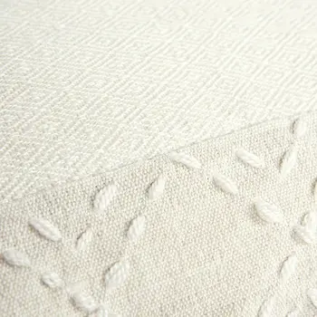 20" Ivory Herringbone Cotton Throw Pillow With Tassles