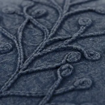 14" x 26" Navy Botanical Pattern Embroidered Lumbar Pillow