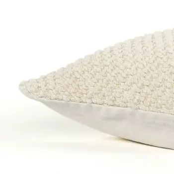 20" Natural Beige Nubby Textured Modern Throw Pillow