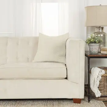 20" Natural Beige Nubby Textured Modern Throw Pillow