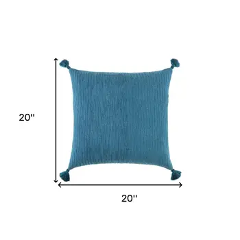 Teal Solid Tonal Abstract Stripe Throw Pillow