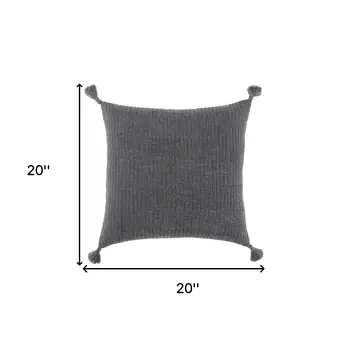 Black Solid Tonal Abstract Stripe Throw Pillow