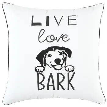 Black and White Live Love Bark Modern Throw Pillow