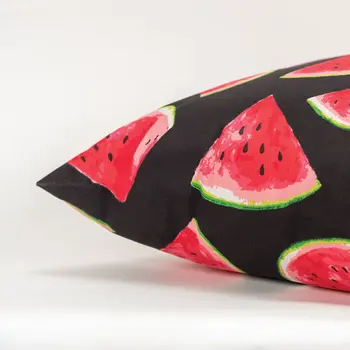 22" Black And Red Watermelon Indoor Outdoor Throw Pillow